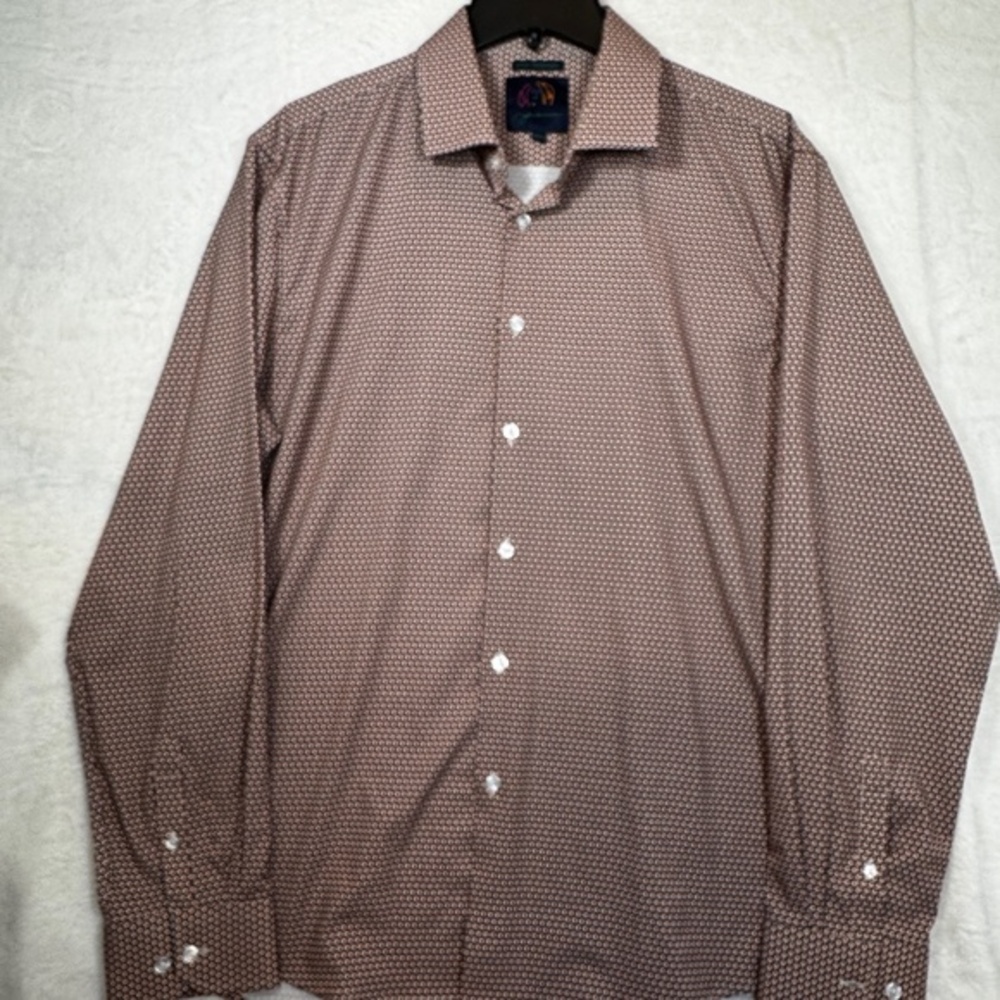Julian Lennon Button Down Shirt Mens Size XL Micro Dots 4-Flex Business